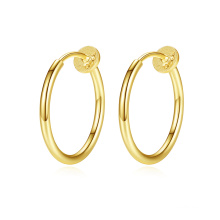 Fashion Hoop 14K Real Gold Plated 925 Silver Earring for Women (16mm)